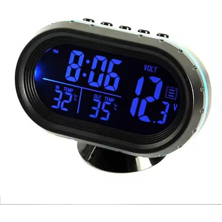 Reloj despertador de temperatura con termómetro electrónico LCD multición para coche - 1