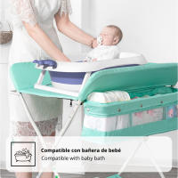 LUTODY - Cambiador de bebé con ruedas, altura ajustable, sistema de freno y cesta de almacenamiento auxiliar - resistente, acolchado e impermeable - details 5