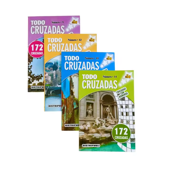 Cruzadas Pack De 4 Libros, 688 Cruzadas Con Números, Pasatiempos En Español Blanco Y Negro Distripubli - 1