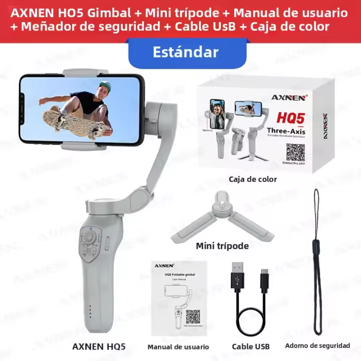 AXNEN HQ5 Stabilizador Gimbal De 3 Ejes Para Teléfono Móvil Antisucción Con Opción De Rastreo AI Para iPhone Y Android - 1