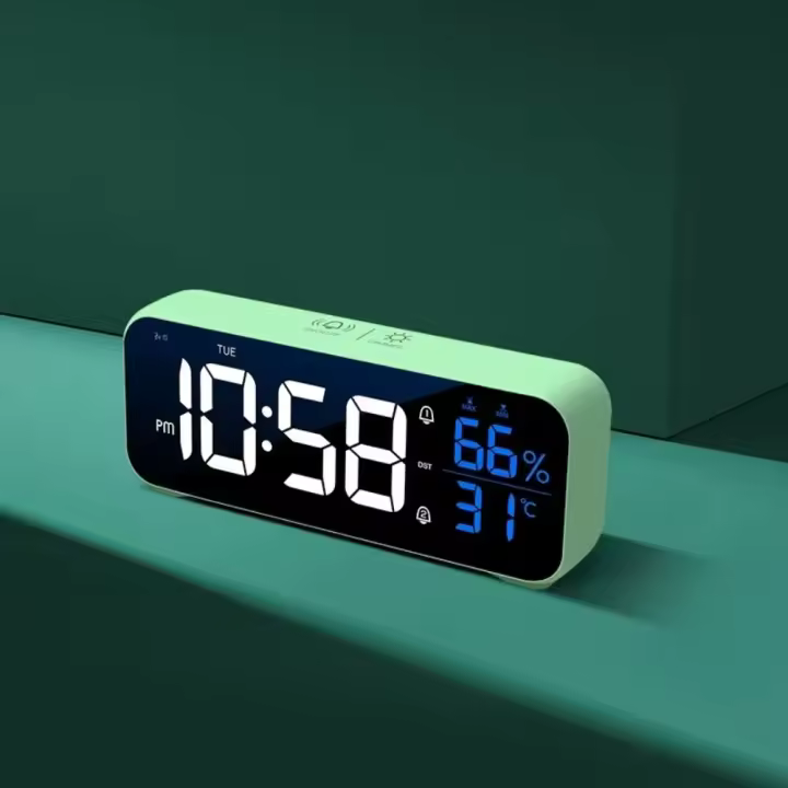 Reloj Despertador Digital LED with Control de Voz Temperature y Humedad en Pantalla - 1