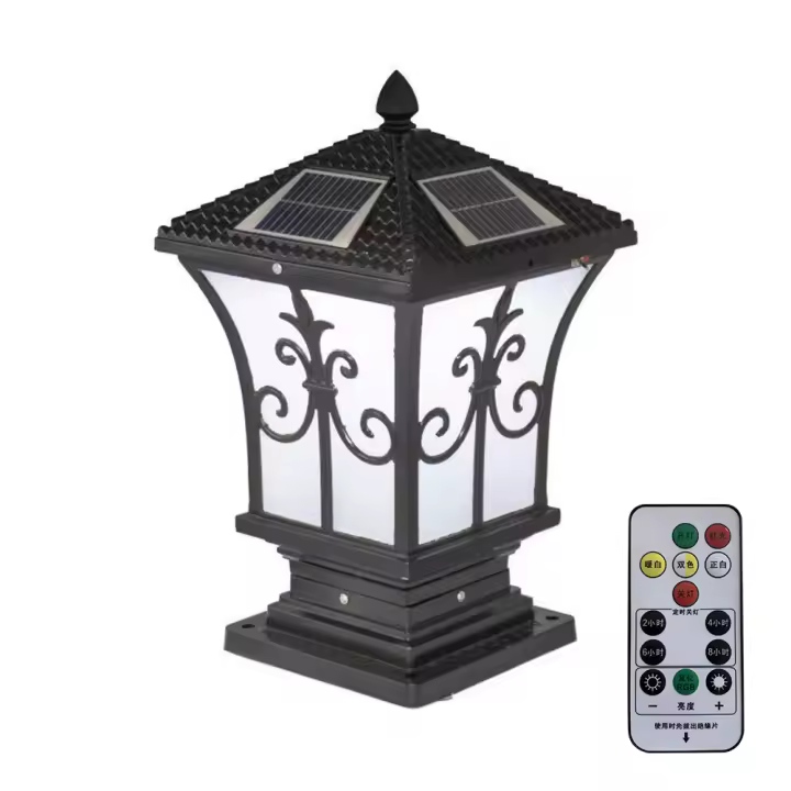 Lámpara De Pared Solar LED Retro Control Remoto Impermeable Para Jardín Decoración De Valla Puerta De Porche Luz Nocturna - 1