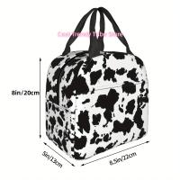 Bolsa De Almuerzo a Prueba De Calor Con Estampado De Vaca Reutilizable Para Camping Picnics Y Salidas a La Playa Diseño Negro Y Blanco Oxford Resistente - details 5
