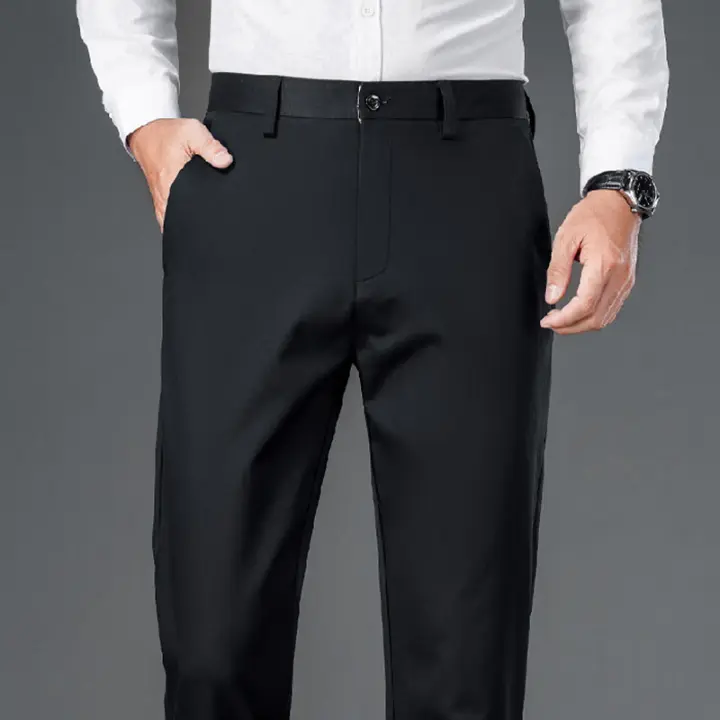 Pantalones Casuales Para Hombre Stretch Sports Secado Rápido Talla Media Estilo Recto Trabajo Oficina Negro Azul Marino - 1