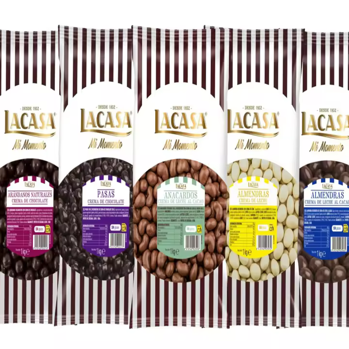 Lacasa pack 5kg deliciosas bolas de frutos secos con chocolate: Pasas de Corinto Negro,Almendra Leche,Almendra Blanco,Anacardo leche,Arándanos Negro - 1