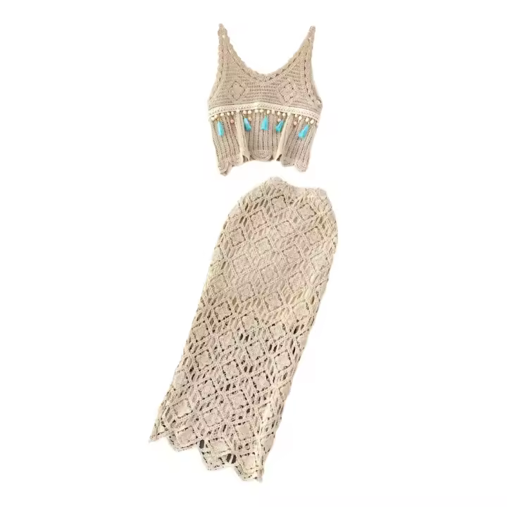 Conjunto De Ropa De Navidad Para Mujer Dos Piezas Laca up Halter Sin Espalda + Top With Cuerda De Borla Lassel Sólida Falda A-Line De Cintura Elástica Longitud Media Pierna - 1