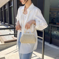 Bolso De Noche Elegante Para Mujer Con Cadena Dorada Bolso De Mano Tejido Manual Para Fiesta Banquete Clutch De Hombro Cruzado - details 23