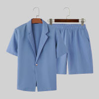 Incercun Conjunto De Hombre 2024 Casual Estilo Callejero Blazer Corto Y Shorts Color Sólido Cierre De Botón Unico Primavera Verano Polyester - details 9