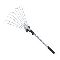 Rake De Jardín Telescópico De Acero Inoxidable Con 9 Dientes Cepillo De Hojas Para Colección De Restos En El Jardín Y Aseo Doméstico Herramienta De Mano - details 4