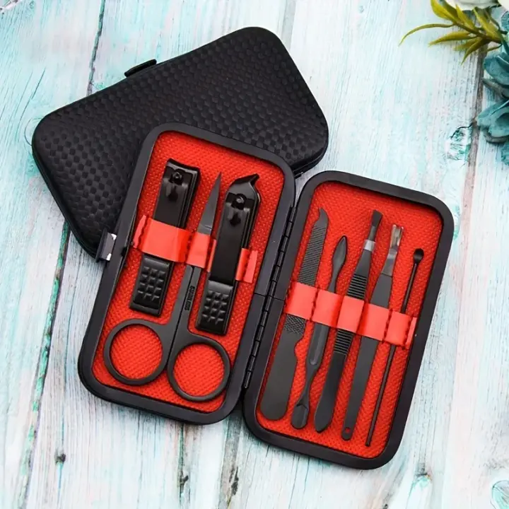 Set De 8 Herramientas De Pedicura Y Manicura Portátil Cortauñas De Acero Inoxidable Con Tijeras De Pedicura Kit De Cuidado De Uñas - 1