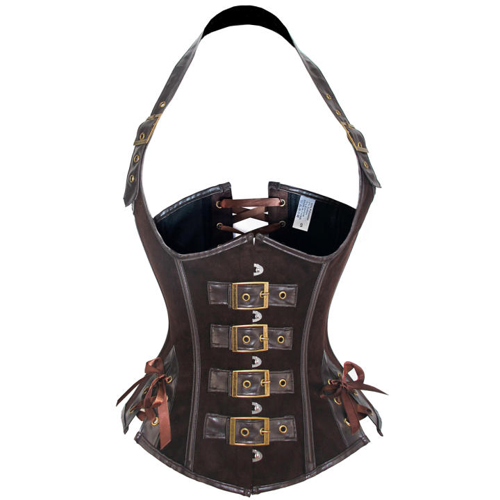 Top De Corbata Steampunk En Cuero PU Sexy Ajuste Cintura Slim Mujer Bragas Y Corset De Encaje Cinturón Modelador