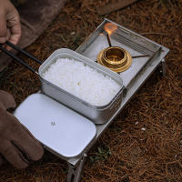 Caja De Almuerzo Campingmoon Plegable De Aluminio 650ml / 1300ml Con Mango Para Camping Picnic Contenedor Bento De Acampar - details 4