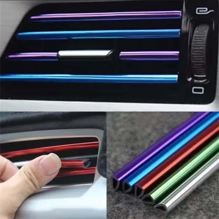10 Pcs Tira De Ventilador De Aire Acondicionado Para Coche 20 Cm U Forma Cromo PVC Colorido Para Decoración Interior Del Coche - 1