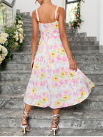 Vestido Midi De Verano Con Estampado Floral NewAsia Para Mujer Cintura Ajustable Con Tirantes Deslizables Y Abertura En El Lado Casual Para Fiestas Y Playa - details 22