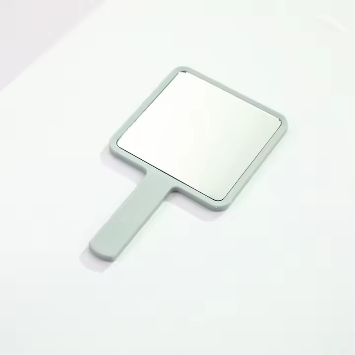 Espejo De Maquillaje Portátil De Vidrio Y Plástico Con Mango Cuadrado Espejo De Vanidad Para Uso Doméstico Y Decoración - 1