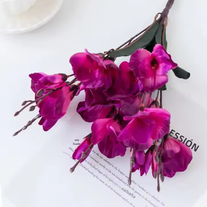 1PC Bouquet De Magnolias Artificiales Para Decoración De Hogar Bodas Navidad Fiestas Fotografía Accesorios Novia - 1