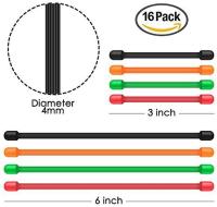 Lazos de torsión 16 paquetes de silicona Cable Ties multiusos reutilizable organizador de cable de goma para la gestión de cables (3 pulgadas, 6 pulgadas) - details 3