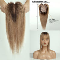 Extensiones De Cabello Humano Remi Ombre Rubio Para Mujeres Tope Con Flequillo Base De Seda Clip in Extensión De Cabello Para Mujeres Con Poco Cabello - details 12