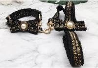 Correa Y Collar De Perro Con Encaje Y Perlas Vintage Para Pequeños Y Medianos Perros Con Cuello Ajustable Y Campanas Accesorios Para Mascotas - details 3