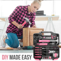 Kit De Herramientas Domésticas 39Pcs Con Estuche De Almacenamiento Rosa Durable Conjunto De Herramientas Manuales Multipropósito Herramienta De Martillo Y Destornillador - details 5