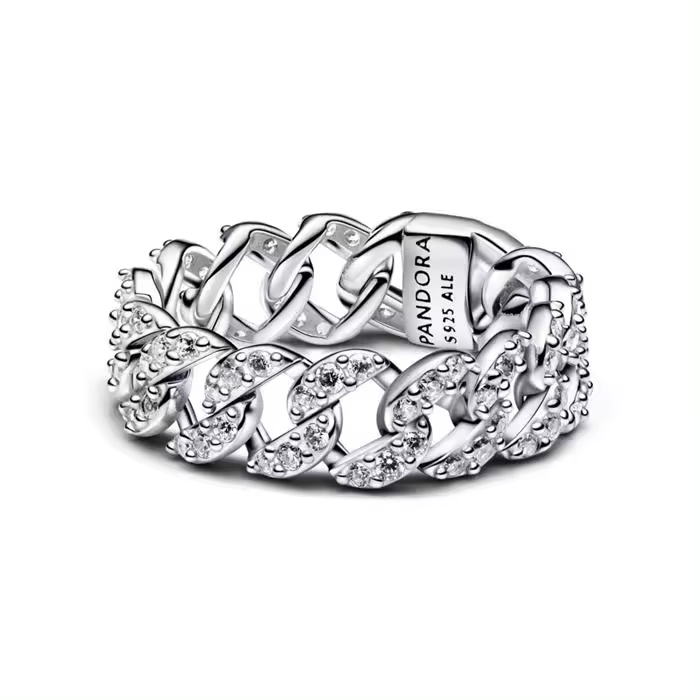 Anillo Cadena Cubana Pave - 1