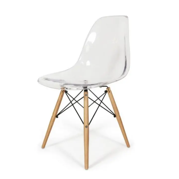 ORION91 Silla PORTIA Policarbonato Color Transparente y Patas en Madera Haya 46 x 51 x 82 cm Comedor Oficina Salón Teletrabajo Cocina – SpazioLuzio - 1