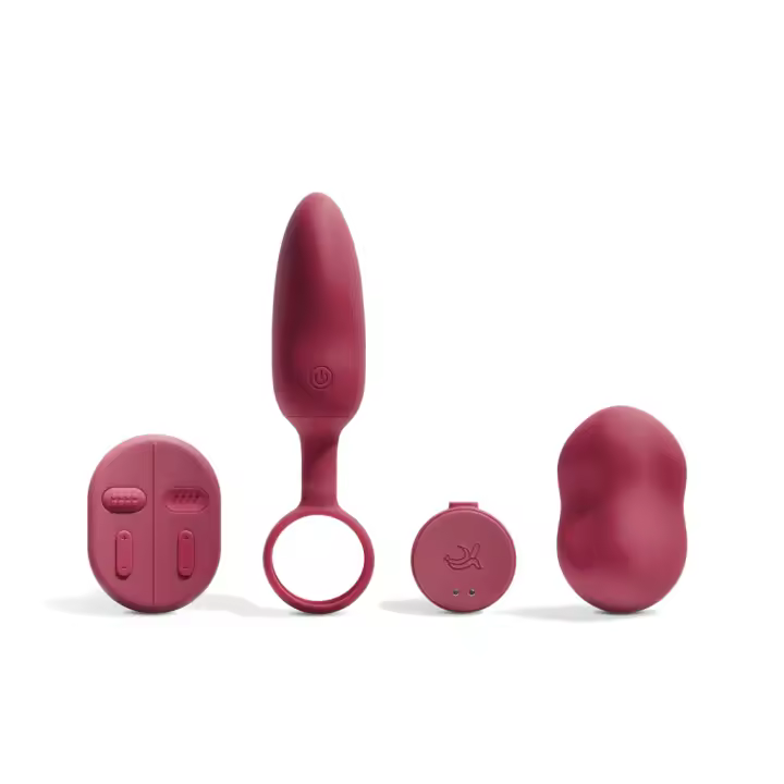 Platanomelón - Vibrador para Parejas, 4 Velocidades y 4 Modos Con Mando a Distancia, Discreto, Impermeable y Recargable - Mobi Burdeos - 1
