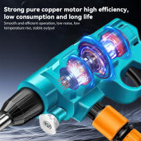 30Bar Pistola Agua Alta Presión Inalámbrica Portátil, 21V Batería Makita, 2 Baterías 1200mAh, 40 Min, 4.1L/min, Kit Limpieza Coches Jardín, 12 Accesorios - details 3