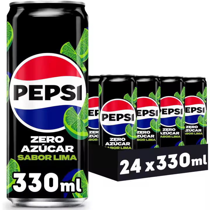 Pepsi Max Zero Azúcar Lima Refresco de Cola 24 Latas x 330 ml,  Máximo Sabor con Refrescante Toque de Lima, Bebida Gaseosa, Ideal para Compartir y Refrescarte en Cualquier Momento - 1