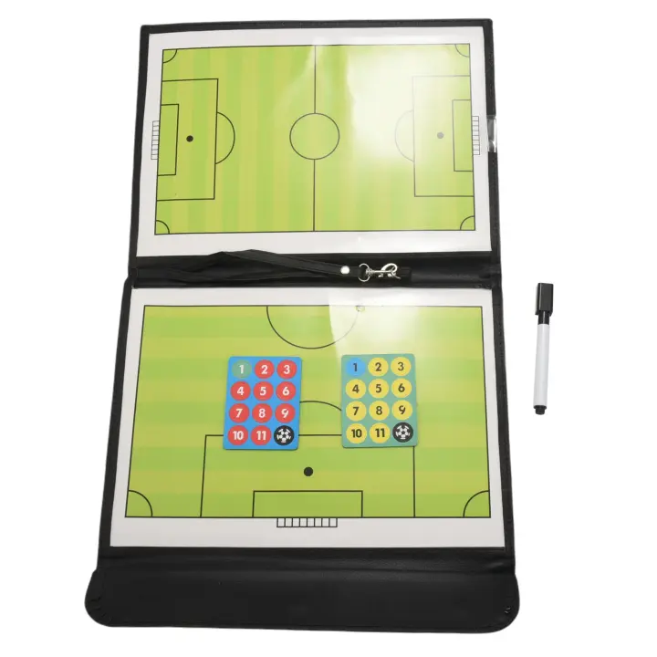 Tablero táctico de fútbol portátil, tablero de enseñanza útil de cuero plegable, 2,5 equipos de asistencia de entrenamiento - 1