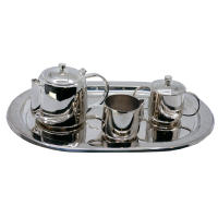 BVC Juego de Café o Té de Plata de Ley - Cafetera, Tetera, Lechera, Azucarero y Bandeja - details 0