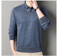 Suéter De Poliéster Para Hombre Con Cuello Polo Y Rayas Gris Oscuro Acolchado Y Cálido Para Otoño E Invierno Moda Coreana - details 5