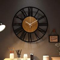 Begonia Reloj de Luz Redondo de Madera Negro con números Romanos Reloj de Luz Silencioso sin TicTac-34 cm - details 4