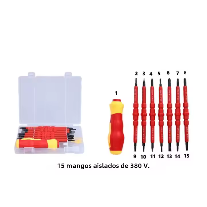 Juego De Destornilladores Aislados Cambiables 380V/13PCS 1000V Con Bits Magnéticos Herramientas De Reparación Para Electricistas - 1