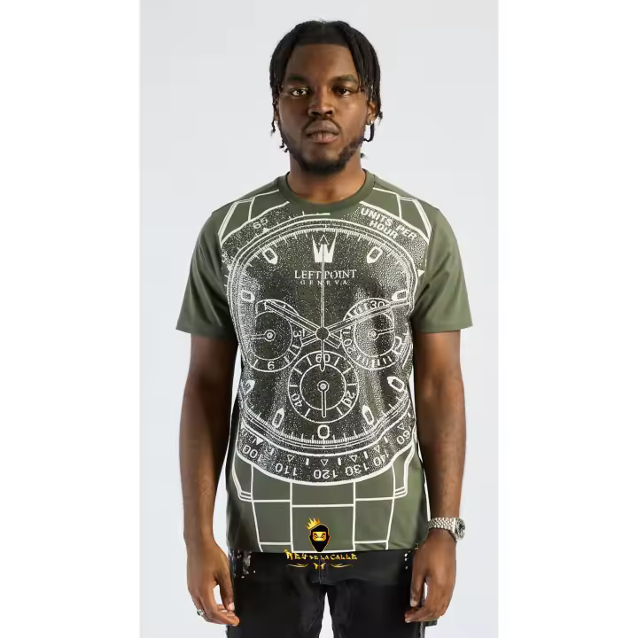 Camiseta Left Point Verde Pedrería Brillante Reloj - 1