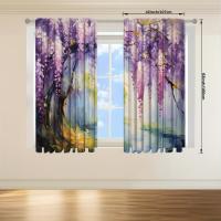 2pcs Cortina De Pintura Al Aire Libre De Florecillas De Wisteria Para Decoración Del Hogar Tratamiento De Ventana Para Dormitorio Oficina Cocina Material 100% Poliéster - details 11