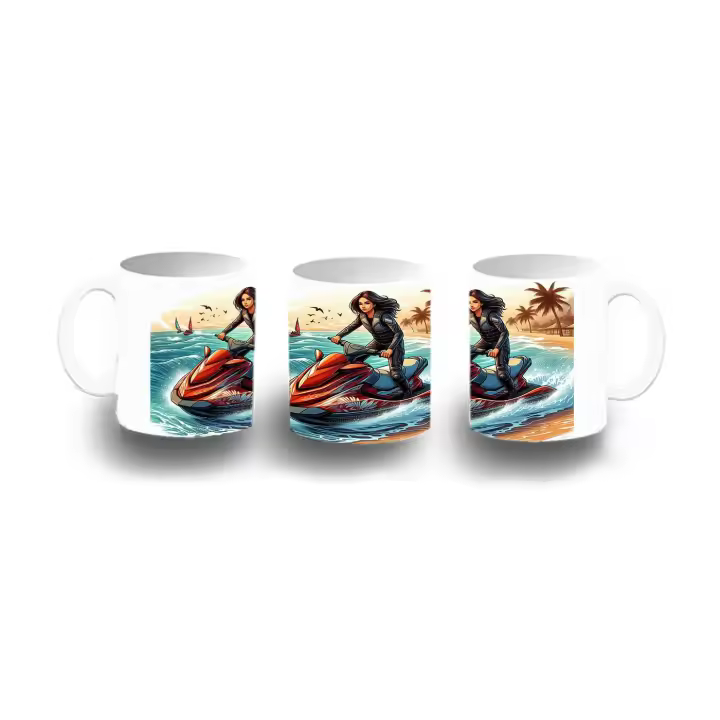 MERCHANDMANIA TAZA COLOR deporte agua moto acuatica carrera playa color mug - 1