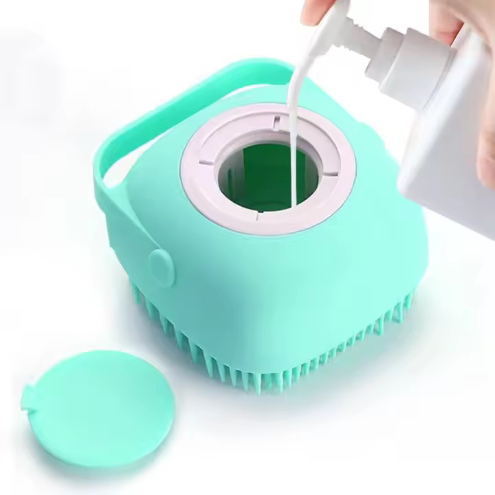 Verde Cepillo de Masaje para Baño de Mascotas - Cerda de Silicona Suave - 1