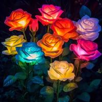 Lámparas Solares De Jardín Con Forma De Rosa 5 Cabezas Decorativas Para Patio Y Yarda Iluminación Exterior LED De Batería Recargable - details 0