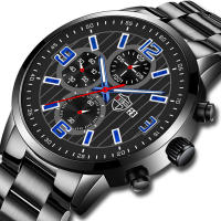 Reloj Deportivo De Moda Para Hombres Reloj De Pulsera De Acero Inoxidable Cuarzo Calendario Luminoso Cuero Casual Reloj De Mano - details 11