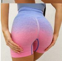 Shorts De Bicicleta Deportivos Para Mujer En Color Gradiente Transpirables Resistentes Al Sudor Con Cintura Alta Elásticos Para Yoga Y Fitness - details 2