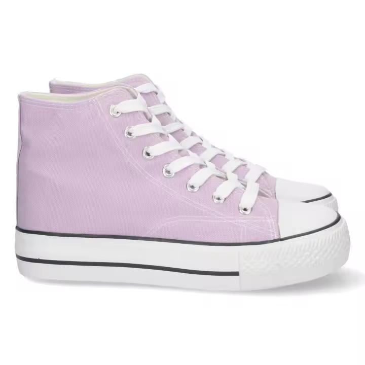 PuntoSalao Zapatillas altas abotinadas de lona color lila mujer 6P10 - 1