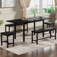 Juego de Comedor 5 Piezas (1 Mesa Retráctila + 4 Sillas Negro) - Mesa Flexible 120-160x70cm, Capacidad para 6 Personas, Diseño Multitractile - details 4