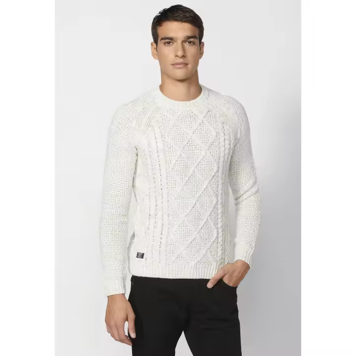 Koroshi Jersey manga larga texturizado color off-white para hombre | Ropa Casual - 1