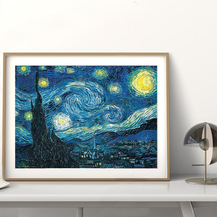 Kit De Pintura Diamante DIY Estilo Europeo Y Americano Van Gogh's Starry Sky Mosaico Completo De Diamantes Redondos Decoración De Hogar Punto De Cruz