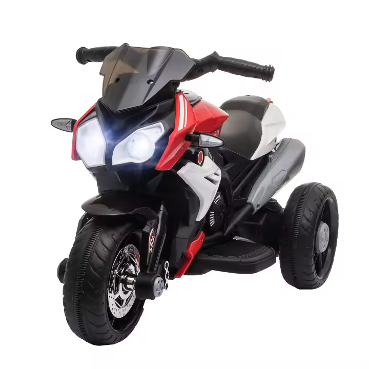 HOMCOM Moto Eléctrica Infantil con 3 Ruedas Trimoto para Niños de +3 Años con Batería 6V Recargable Funciones de Música Bocina Faros 86x42x52 cm - 1