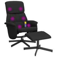 vidaXL Sillón reclinable de masaje con reposapiés tela Gris claro, Gris oscuro, Negro Sillon Dormitorio Sillon Comodos Silla Relax Sillón Sofá - details 2