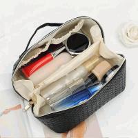 Banner - Bolsa de Cosméticos de Gran Capacidad en PU - Neceser de Maquillaje Portátil con Asa y Cremallera para Viajes y Baño - Negro