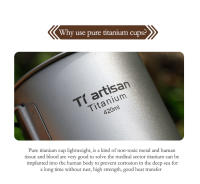 Tiartisan Taza De Acero Titanio Ultraligera Portátil 420ml Con Manija Plegable Para Camping Picnic Taza De Té Con Cubierta - details 3