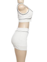 Conjunto De Verano Para Mujer Nibber Skinny Ribbed 2 Piezas Negro Top Sin Costuras Y Shorts Side Split Estilo Sexy Y Club - details 3